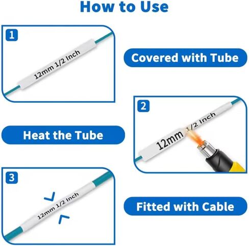 Heat Shrink Label Compatible with Brother P Touch Heat Shrink Tubing Label for Wire Cable for Brother PT-P710BT D400 E500 P900 and More (1,Black on White,0.46"(11.7mm)) in Saudi Arabia
