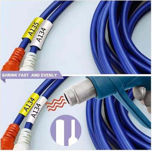 Heat Shrink Label Compatible with Brother P Touch Heat Shrink Tubing Label for Wire Cable for Brother PT-P710BT D400 E500 P900 and More (1,Black on White,0.46"(11.7mm)) in Saudi Arabia