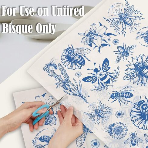 SUPERDANT 5PCS Cartoon Cats Underglaze Paper Transfer Line Cat Transfer Paper for Clay Ceramic Porcelain Under Glaze Transfers for Pottery Enamel Decals Blue Underglaze Decal Papers Handcrafted Gifts in Saudi Arabia