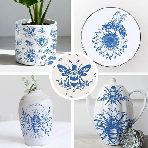 SUPERDANT 5PCS Cartoon Cats Underglaze Paper Transfer Line Cat Transfer Paper for Clay Ceramic Porcelain Under Glaze Transfers for Pottery Enamel Decals Blue Underglaze Decal Papers Handcrafted Gifts in Saudi Arabia