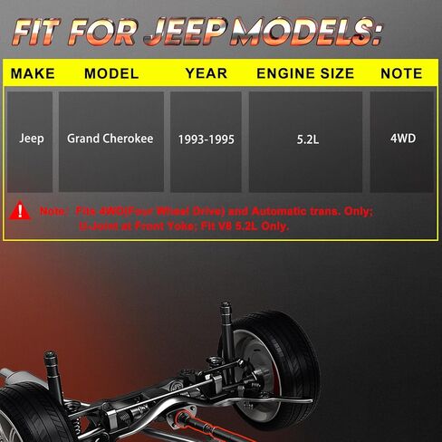 Front Drive Shaft Driveshaft Assembly Fit for Jeep Grand Cherokee 1993 1994 1995 V8 5.2L OE# 53008427, 938100, 659773 -Automatic Transmission in Saudi Arabia