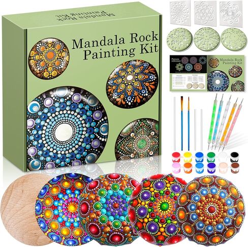 71PCS Mandala Dotting Tools Painting Kit - Rock Dot Paint Stencils Tool Set Art Craft Supplies Kits Tray Brush Zipper Pen for Nail Stone Mandala Arts Drawing Home Decor Activity in Kuwait