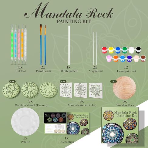 71PCS Mandala Dotting Tools Painting Kit - Rock Dot Paint Stencils Tool Set Art Craft Supplies Kits Tray Brush Zipper Pen for Nail Stone Mandala Arts Drawing Home Decor Activity in Kuwait