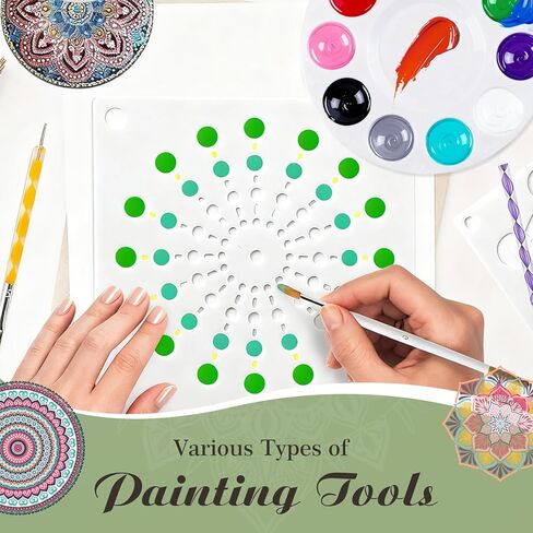 71PCS Mandala Dotting Tools Painting Kit - Rock Dot Paint Stencils Tool Set Art Craft Supplies Kits Tray Brush Zipper Pen for Nail Stone Mandala Arts Drawing Home Decor Activity in Kuwait
