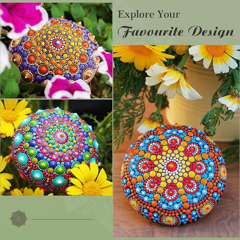 71PCS Mandala Dotting Tools Painting Kit - Rock Dot Paint Stencils Tool Set Art Craft Supplies Kits Tray Brush Zipper Pen for Nail Stone Mandala Arts Drawing Home Decor Activity in Kuwait
