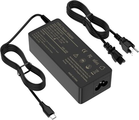 شاحن USB-C للكمبيوتر المحمول - شاحن USB C بقدرة 100 واط، شحن سريع لأجهزة Lenovo وThinkPad وHP وAsus وAcer وMacBook وMSI ومحولات شواحن الكمبيوتر اللوحي Dell من النوع C سلك طاقة متوافق مع 90W 65W 45W PD 3.0 in Saudi Arabia