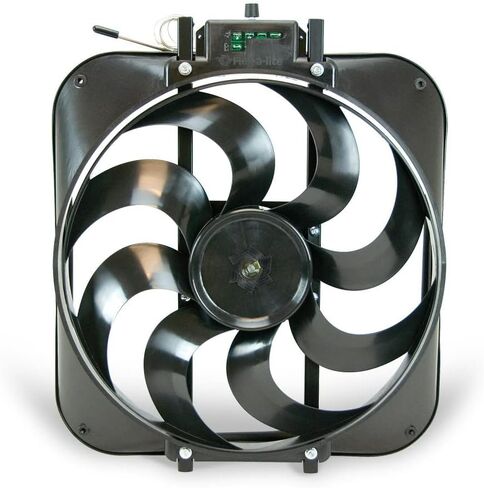 Electric Cooling Fan - 15 in Black Magic S-Blade | Push/Pull Radiator Fan Assembly with Temperature Controller | 12V Curved Blade Unit - Kit in Saudi Arabia