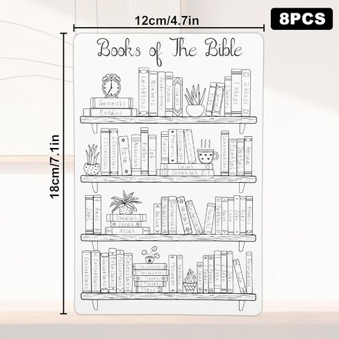 8pcs Bible Reading Tracker Stickers, Bible Books Header Shelf Coloring Pages Christian Study Supplies Accessories for Scripture Study Journaling Tracking for Readers Christian Gifts in Saudi Arabia
