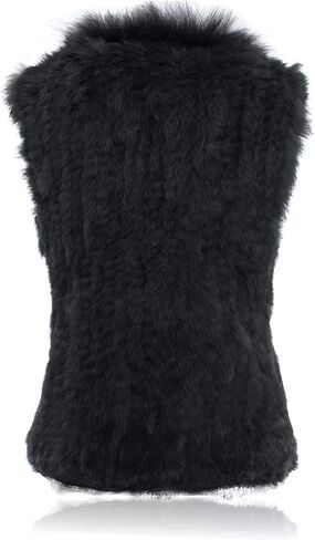 HEIZZI Genuine Rabbit Fur Vest for Women, Ladies Fur Vest with Raccoon Fur Collar, Womens Fur Vest, Soft, Fur Coat in Saudi Arabia
