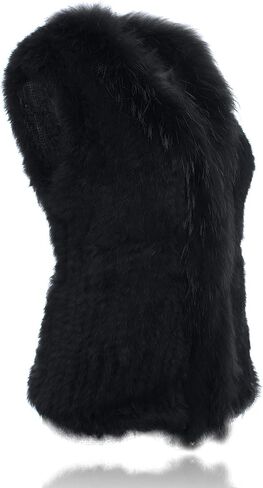 HEIZZI Genuine Rabbit Fur Vest for Women, Ladies Fur Vest with Raccoon Fur Collar, Womens Fur Vest, Soft, Fur Coat in Saudi Arabia