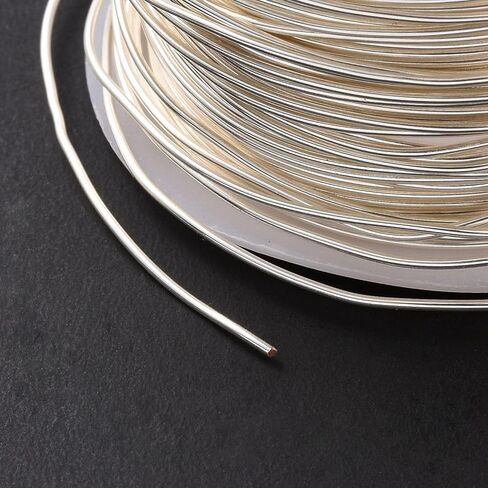 21 Gauge(0.7mm) 42.65 Feet(13m) Round Copper Wire, Copper Beading Wire Silver Color Plated Jewelry Craft Wire Tarnish Resistant Metal Wire for Jewelry Making Beading Doll Making in Saudi Arabia