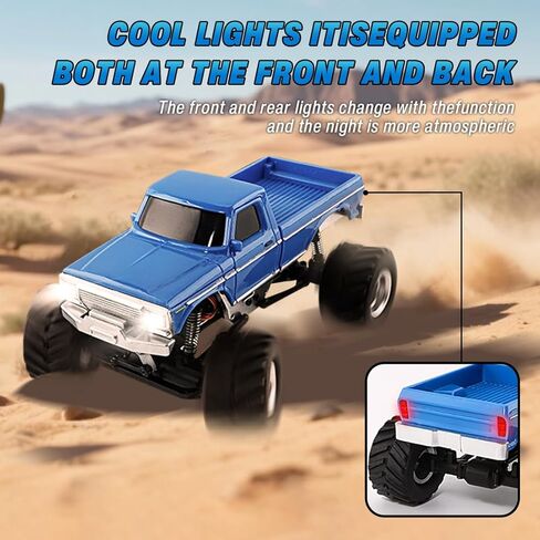 1/36 RC Mini Off-Road Car Model 3602 with Realistic LED Lights, 2.4G 4X4 Full Proportional Remote Control Truck Drift Car (RTR) - 60 Mins Runtime in Saudi Arabia