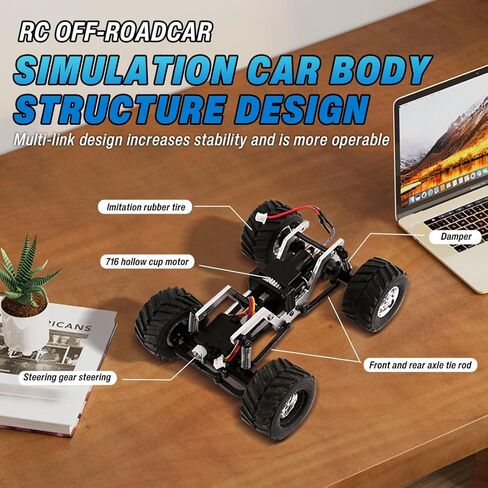 1/36 RC Mini Off-Road Car Model 3602 with Realistic LED Lights, 2.4G 4X4 Full Proportional Remote Control Truck Drift Car (RTR) - 60 Mins Runtime in Saudi Arabia