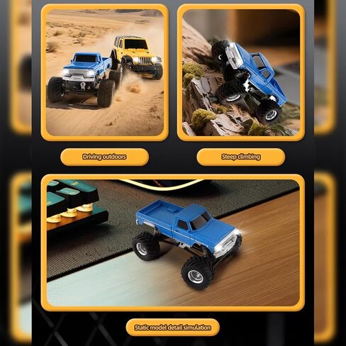 1/36 RC Mini Off-Road Car Model 3602 with Realistic LED Lights, 2.4G 4X4 Full Proportional Remote Control Truck Drift Car (RTR) - 60 Mins Runtime in Saudi Arabia