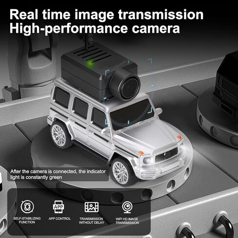 سيارة WLtoys Mini RC، سيارة الانجراف FPV RC بمقياس 1:64 مع كاميرا عالية الدقة 720 بكسل، تحكم في تطبيق واي فاي 2.4 جيجا هرتز مع ألعاب سباق صغيرة جيروسكوبية للمراهقين والبالغين (فضي) in Kuwait