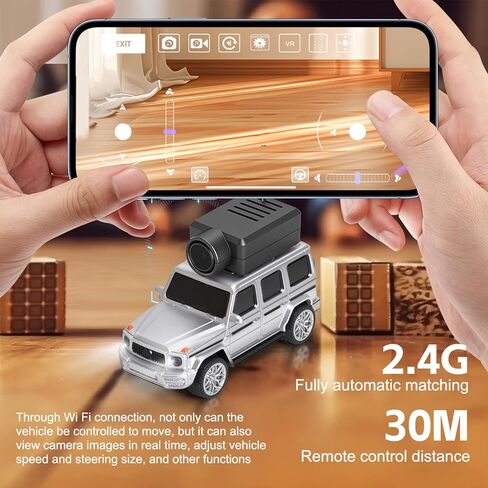 سيارة WLtoys Mini RC، سيارة الانجراف FPV RC بمقياس 1:64 مع كاميرا عالية الدقة 720 بكسل، تحكم في تطبيق واي فاي 2.4 جيجا هرتز مع ألعاب سباق صغيرة جيروسكوبية للمراهقين والبالغين (فضي) in Kuwait