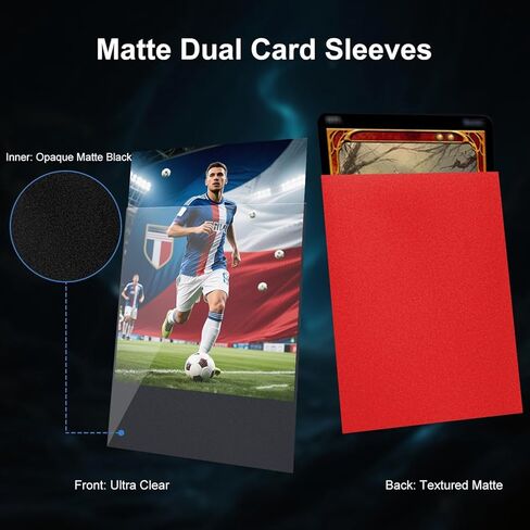 1000 Counts Card Sleeves for Trading Cards,10 Colors Deck Card Sleeve,Premium Matte Standard Size Card Protectors for MTG,CCG,TCG Playing Game Cards, Football Card,Sports Cards (10Colors&Red) in Saudi Arabia