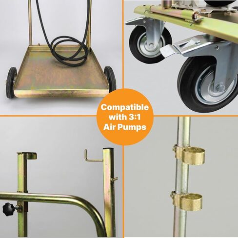 LAUCO Mobile Oil Pump Kit – 3:1 Air Operated Drum Pump for 55 Gallon Barrel, 870 PSI Pressure for SAE240 Oils/Fluids (Not for Gasoline or Diesel) (Full Kit + Retractable Air Hose) in Saudi Arabia