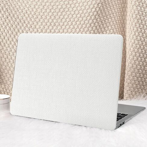 Seorsok Compatible with MacBook Air 13 Inch Case 2022 2021 2020 2019 2018 Release A1932 A2179 M1 A2337 Touch ID,Woven Elegant Leather Plastic Hard Shell Case with Keyboard Cover,Beige,No Cutout Design in Kuwait