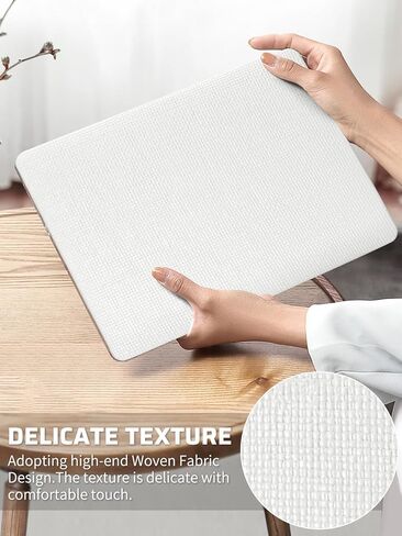 Seorsok Compatible with MacBook Air 13 Inch Case 2022 2021 2020 2019 2018 Release A1932 A2179 M1 A2337 Touch ID,Woven Elegant Leather Plastic Hard Shell Case with Keyboard Cover,Beige,No Cutout Design in Kuwait