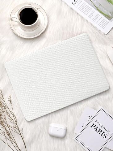 Seorsok Compatible with MacBook Air 13 Inch Case 2022 2021 2020 2019 2018 Release A1932 A2179 M1 A2337 Touch ID,Woven Elegant Leather Plastic Hard Shell Case with Keyboard Cover,Beige,No Cutout Design in Kuwait