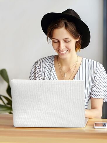 Seorsok Compatible with MacBook Air 13 Inch Case 2022 2021 2020 2019 2018 Release A1932 A2179 M1 A2337 Touch ID,Woven Elegant Leather Plastic Hard Shell Case with Keyboard Cover,Beige,No Cutout Design in Kuwait