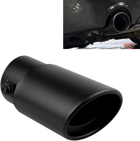 Stainless Steel Car Exhaust Tip, 2.8" Inlet 2.99" Outlet Exhaust Pipe Flue Muffler, Double-Layer Muffler Tailpipe, Car Modification Tail Throat Tail Pipe, Universal for Most Cars (Black) in Saudi Arabia