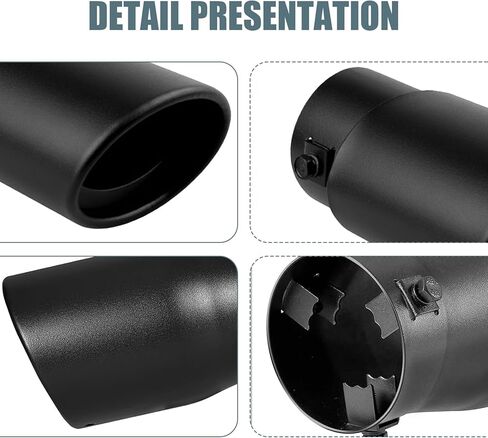 Stainless Steel Car Exhaust Tip, 2.8" Inlet 2.99" Outlet Exhaust Pipe Flue Muffler, Double-Layer Muffler Tailpipe, Car Modification Tail Throat Tail Pipe, Universal for Most Cars (Black) in Saudi Arabia