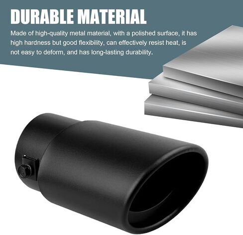 Stainless Steel Car Exhaust Tip, 2.8" Inlet 2.99" Outlet Exhaust Pipe Flue Muffler, Double-Layer Muffler Tailpipe, Car Modification Tail Throat Tail Pipe, Universal for Most Cars (Black) in Saudi Arabia