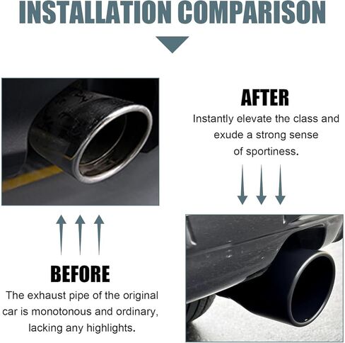 Stainless Steel Car Exhaust Tip, 2.8" Inlet 2.99" Outlet Exhaust Pipe Flue Muffler, Double-Layer Muffler Tailpipe, Car Modification Tail Throat Tail Pipe, Universal for Most Cars (Black) in Saudi Arabia