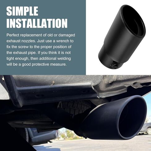 Stainless Steel Car Exhaust Tip, 2.8" Inlet 2.99" Outlet Exhaust Pipe Flue Muffler, Double-Layer Muffler Tailpipe, Car Modification Tail Throat Tail Pipe, Universal for Most Cars (Black) in Saudi Arabia