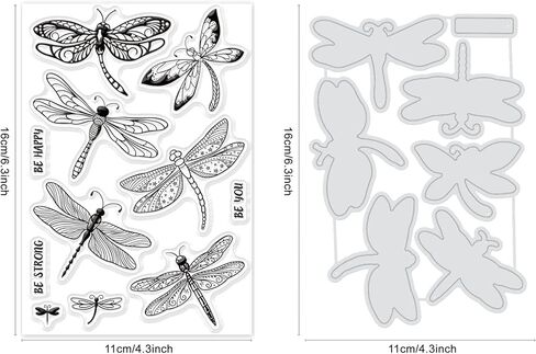 GLOBLELAND Insect Illustrations Clear Stamp and Cutting Dies Set for Card Making Butterfly Silicone Transparent Stamps Insect Metal Die Cuts for DIY Scrapbooking Photo Album Decor in Kuwait