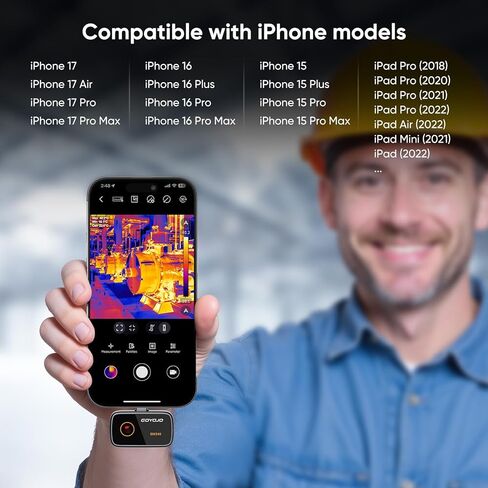 كاميرا GOYOJO الحرارية 25 هرتز لنظام Android، دقة عالية 256x192 IR، كاميرا تصوير حراري، هاتف محمول من النوع C تصوير حراري بالأشعة تحت الحمراء 8-14μm للإصلاح الكهربائي -20 درجة مئوية ~ 550 درجة مئوية in Kuwait
