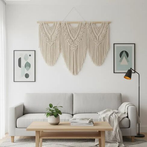 نسيج كبير مصنوع يدويًا من oiikain للتعليق على الحائط من Boho Macrame - فن ديكور منزلي منسوج بوهيمي أنيق لغرفة المعيشة وغرفة النوم وحفلات الزفاف in Kuwait