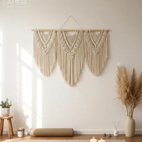 نسيج كبير مصنوع يدويًا من oiikain للتعليق على الحائط من Boho Macrame - فن ديكور منزلي منسوج بوهيمي أنيق لغرفة المعيشة وغرفة النوم وحفلات الزفاف in Kuwait