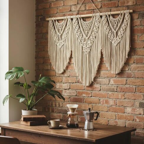 نسيج كبير مصنوع يدويًا من oiikain للتعليق على الحائط من Boho Macrame - فن ديكور منزلي منسوج بوهيمي أنيق لغرفة المعيشة وغرفة النوم وحفلات الزفاف in Kuwait