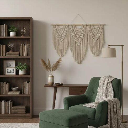 نسيج كبير مصنوع يدويًا من oiikain للتعليق على الحائط من Boho Macrame - فن ديكور منزلي منسوج بوهيمي أنيق لغرفة المعيشة وغرفة النوم وحفلات الزفاف in Kuwait