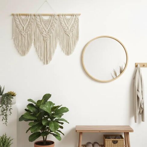 نسيج كبير مصنوع يدويًا من oiikain للتعليق على الحائط من Boho Macrame - فن ديكور منزلي منسوج بوهيمي أنيق لغرفة المعيشة وغرفة النوم وحفلات الزفاف in Kuwait