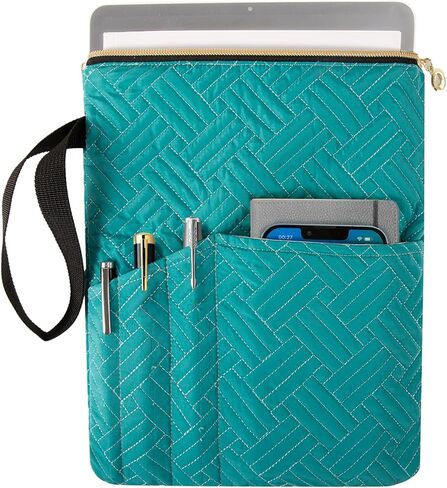 حافظة كتب بسحاب، وحقيبة أكمام للكتب، وحقيبة كتب بغلاف مقوى مع جيوب لأفراد العائلة والأصدقاء وهدايا محبي الكتب الأخرى (أزرق مخضر، 11 × 9 بوصة) in Kuwait