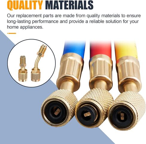 R410A Adapter for Mini Split System - 5/16" SAE Female to 1/4" SAE Male Flare Straight & Angled Adapter - R410a Charging Vacuum Port Adapters for Air Conditioner HVAC Refrigeration (Gold) in Saudi Arabia
