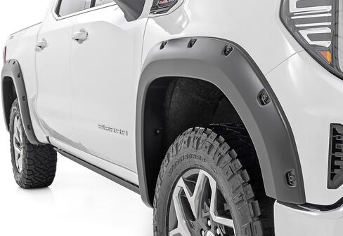 Rough Country Pocket Fender Flares for GMC Sierra (2019-2026 & Refresh) - 2" Extra Tire Coverage, UV-Resistant ABS, Flat Black (Set of 4) in Saudi Arabia