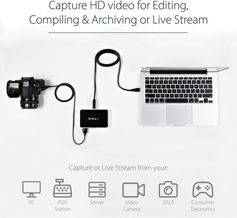 StarTech.com HDMI to USB C Video Capture Device 1080p 60fps - UVC - External USB 3.0 Type-C Capture/Live Streaming - HDMI Audio/Video Recorder Adapter - comp with USB-C/USB-A/Thunderbolt 3 (UVCHDCAP) in Saudi Arabia