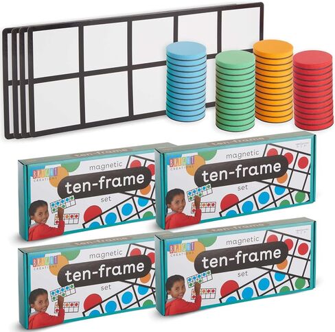 Bright Creations 4 Pack Giant Magnetic Ten Frames with 48 Math Counters, Magnet Frame for Classroom Learning in Saudi Arabia