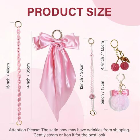 5PCS Tote Bag Decoration Kit Compatible with YETI Camino 20/35/50 Carryall Bogg Beach Tote Bags Carryall Bow & Pom Pom,Gold Chain Charms Accessories Cherry Charms for Women in Saudi Arabia