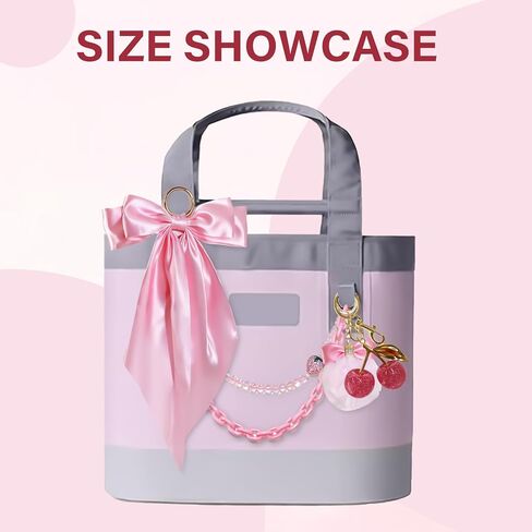 5PCS Tote Bag Decoration Kit Compatible with YETI Camino 20/35/50 Carryall Bogg Beach Tote Bags Carryall Bow & Pom Pom,Gold Chain Charms Accessories Cherry Charms for Women in Saudi Arabia
