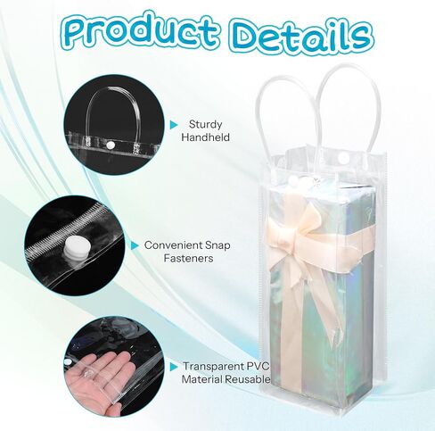 RJTLPNK Clear Gift Bags with Handles Bulk, 10PCS Medium L7.87xW3.14xH7.87Inches Holiday Gift Bags for Christmas, Versatile 5 Senses Gift Bag for Women & Kids in Saudi Arabia