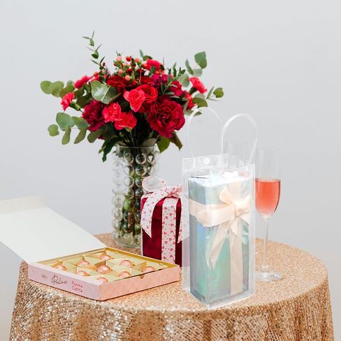 RJTLPNK Clear Gift Bags with Handles Bulk, 10PCS Medium L7.87xW3.14xH7.87Inches Holiday Gift Bags for Christmas, Versatile 5 Senses Gift Bag for Women & Kids in Saudi Arabia