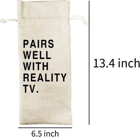DOI-LANEE Pairs Well with Reality TV Wine Bag, Pandemic Gifts for Best Friend, Funny Best Friend Gift Wine Bag (DL073) in Saudi Arabia