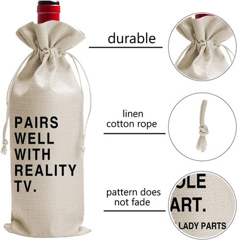 DOI-LANEE Pairs Well with Reality TV Wine Bag, Pandemic Gifts for Best Friend, Funny Best Friend Gift Wine Bag (DL073) in Saudi Arabia