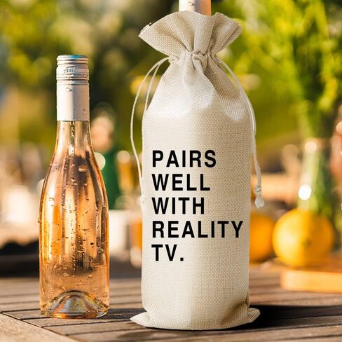 DOI-LANEE Pairs Well with Reality TV Wine Bag, Pandemic Gifts for Best Friend, Funny Best Friend Gift Wine Bag (DL073) in Saudi Arabia